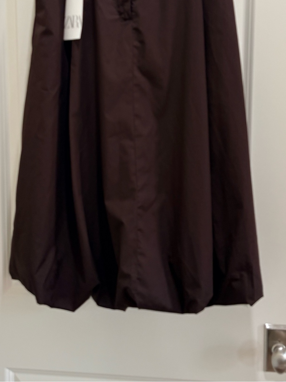 Zara Mid Rise Midi Brown Poplin balloon skirt XS NWT - Picture 8 of 9